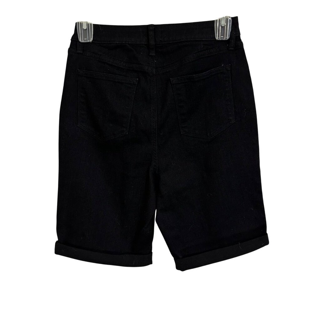 Sonoma Womens High Rise Black Denim Bermuda Shorts Size 12 Cotton Blend - Picture 2 of 9